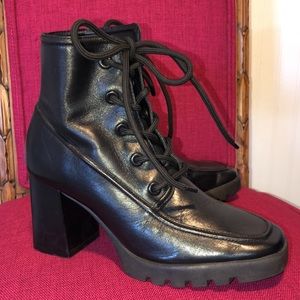 Schutz mayah lamb leather lace up heeled boots